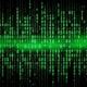 Data from a digital stream or binary code on a matrix background, with vector digits from virtual security technology